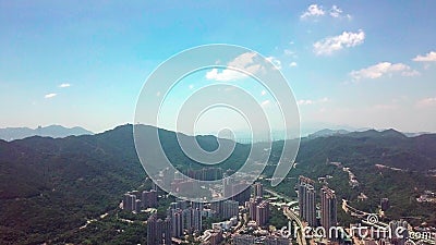 Εναέρια άποψη panarama σχετικά με Shatin, Tai Wai, ποταμός της Shing Mun Πριν από τον τυφώνα Mangkhut ελάτε στο Χονγκ Κονγκ απόθεμα βίντεο Εναέρια άποψη panarama σχετικά με Shatin, Tai Wai, ποταμός της Shing Mun Πριν από τον τυφώνα Mangkhut ελάτε στο Χονγκ Κονγκ απόθεμα βίντεο