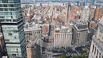 Εναέρια άποψη του κτηρίου Flatiron, Νέα Υόρκη, Μανχάταν Κατοικημένα και επιχειρησιακά κτήρια άνωθεν φιλμ μικρού μήκους Εναέρια άποψη του κτηρίου Flatiron, Νέα Υόρκη, Μανχάταν Κατοικημένα και επιχειρησιακά κτήρια άνωθεν φιλμ μικρού μήκους