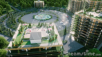 Город, визуализирование 3d городка архитектурноакустическое вид с воздуха Реалистическая анимация 4K бесплатная иллюстрация Город, визуализирование 3d городка архитектурноакустическое вид с воздуха Реалистическая анимация 4K бесплатная иллюстрация