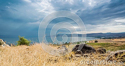 Панорама Галилеи принятая от держателя Beatitudes Панорама Галилеи принятая от держателя Beatitudes