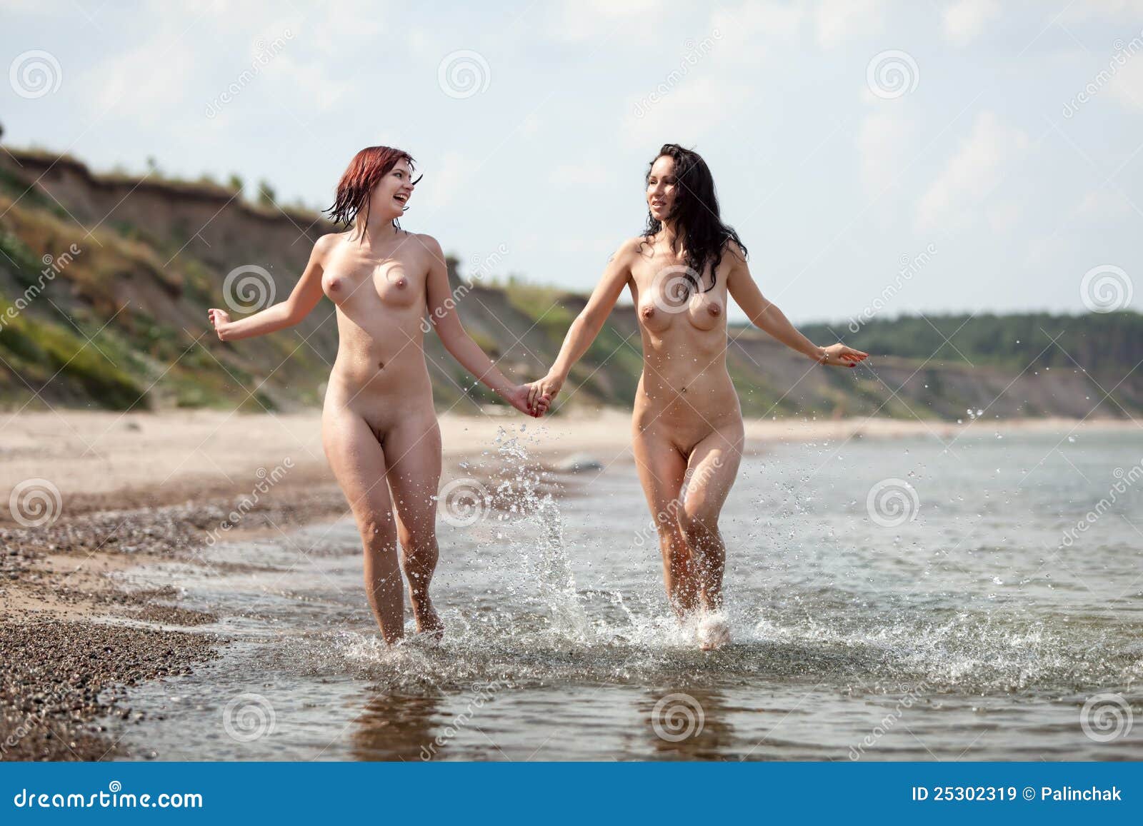 Running Nude On Beach