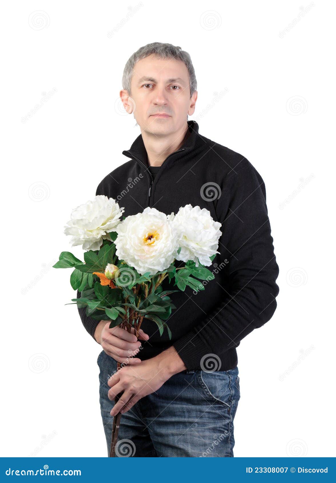 Человек с букетом