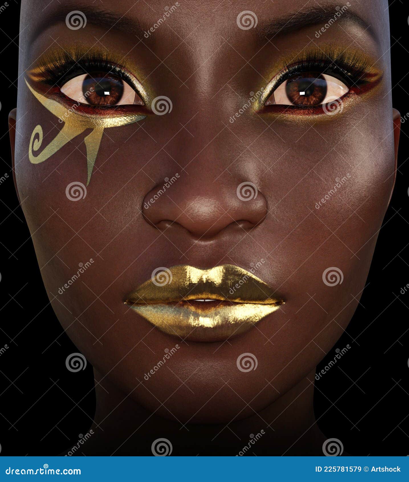 3.ª Mujer Negra Con Maquillaje Egipcio Stock de ilustración - Ilustración  de muchacha, manera: 225781579