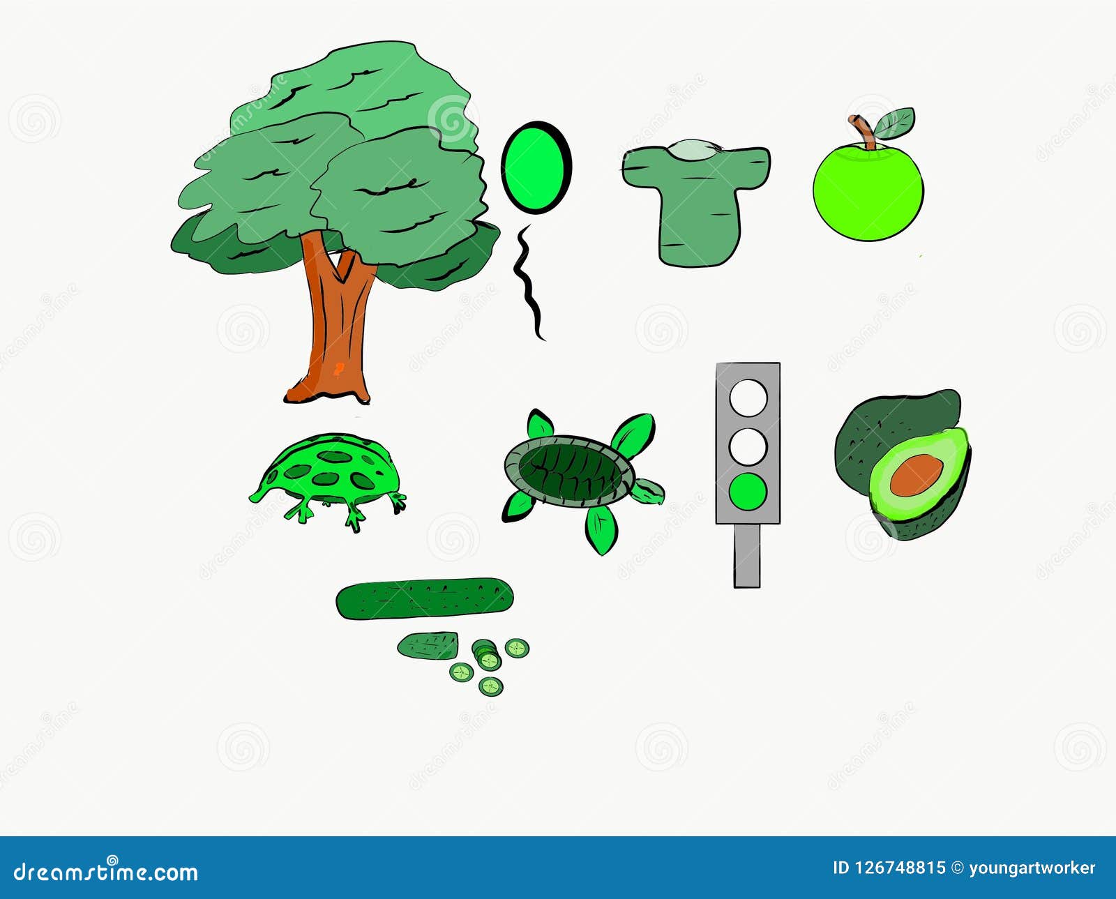 Qué Clase De Cosas Es El Color Verde? Stock de ilustración - Ilustración de  pepino, aguacate: 126748815