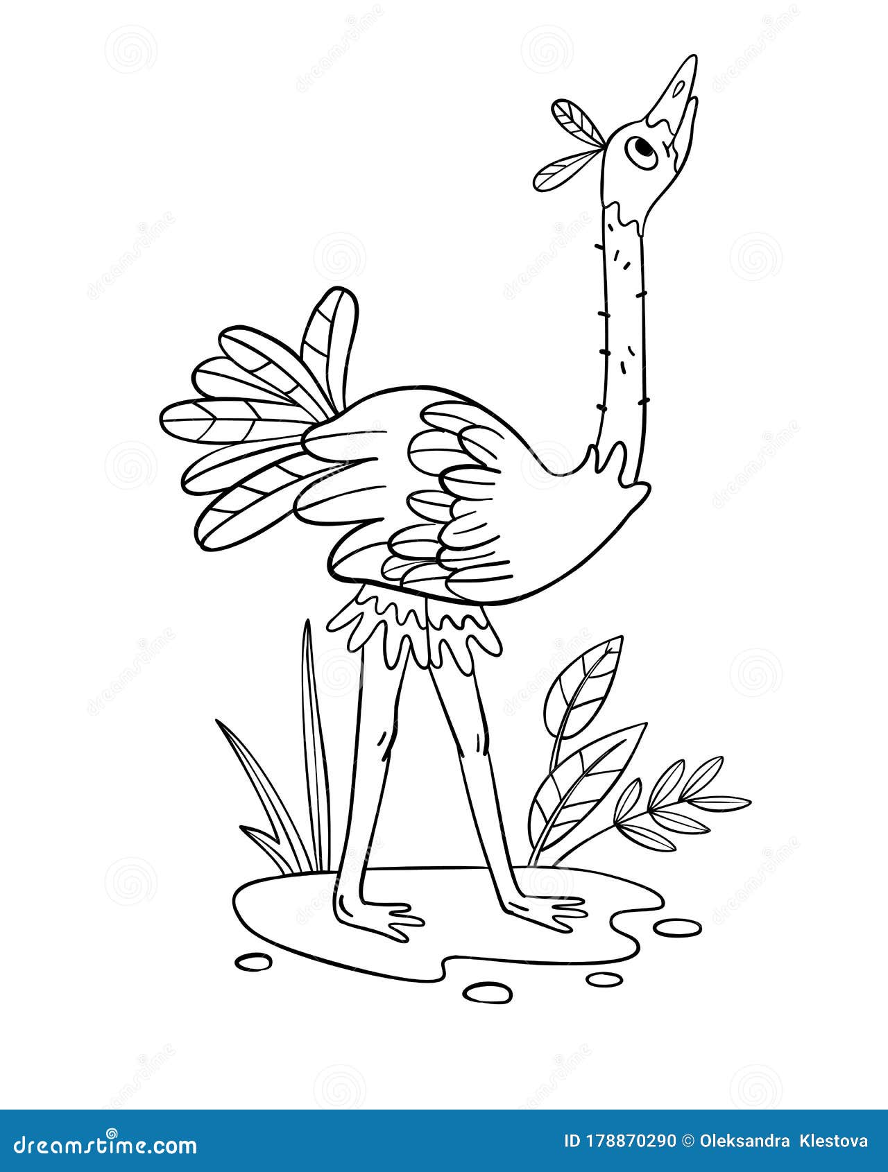 Download Funny Cartoon Emu. Coloring Book Vector Illustration ...