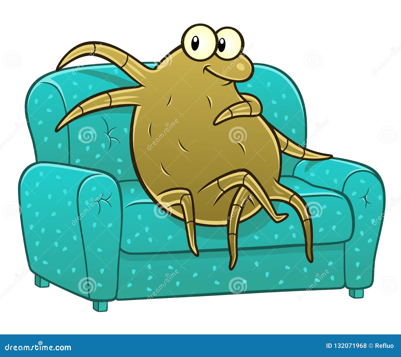 Ácaro del polvo en el sofá ilustración del vector. Ilustración de vector -  132071968