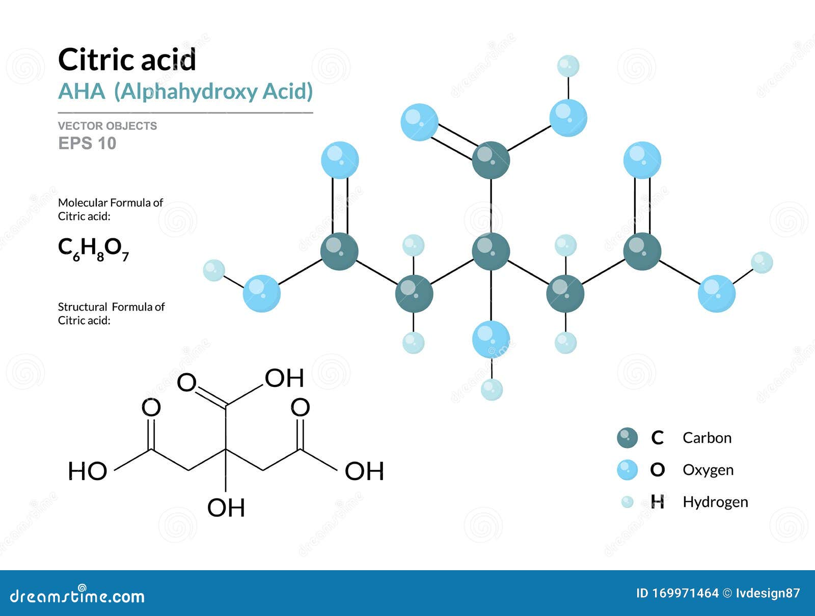 Ácido Cítrico Ácido Alfa-hidroxi AHA Fórmula Química Estructural Y Molécula  3d Modelo Átomos Con Codificación De Color Vector Ilustración del Vector -  Ilustración de cuidado, suplemento: 169971464