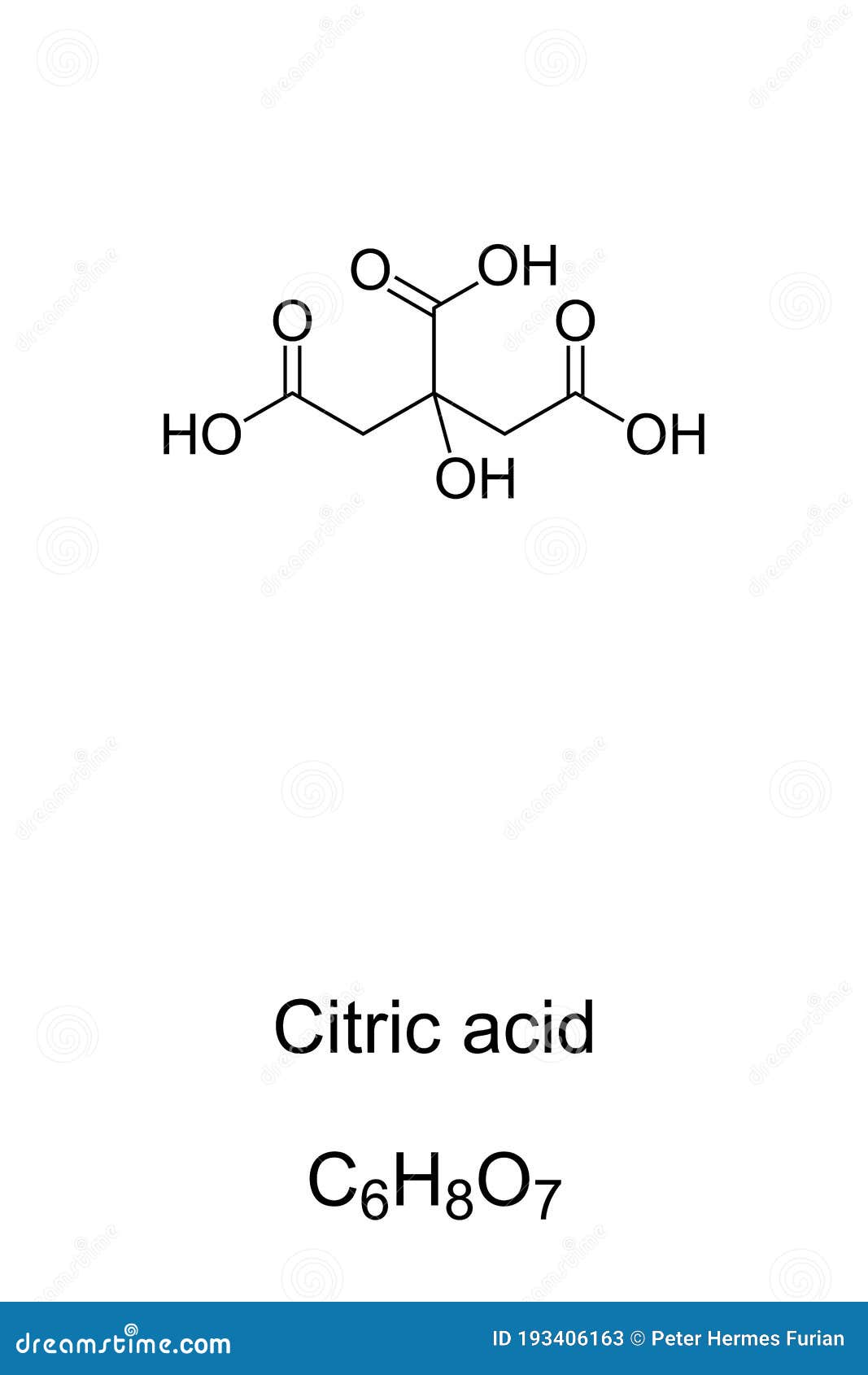 ácido Cítrico Débil Estructura Química De ácido Orgánico Y Fórmula  Ilustración del Vector - Ilustración de frutas, limpieza: 193406163