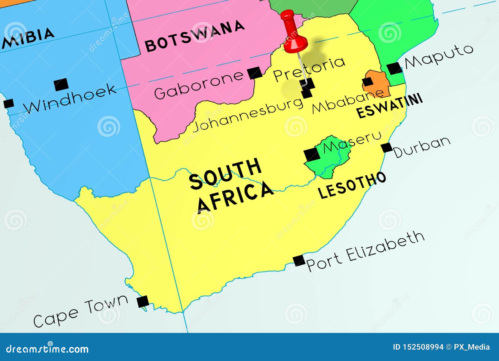 África Do Sul, Pretoria - Capital, Fixado No Mapa Político Ilustração Stock  - Ilustração de viagem, lugar: 152508994