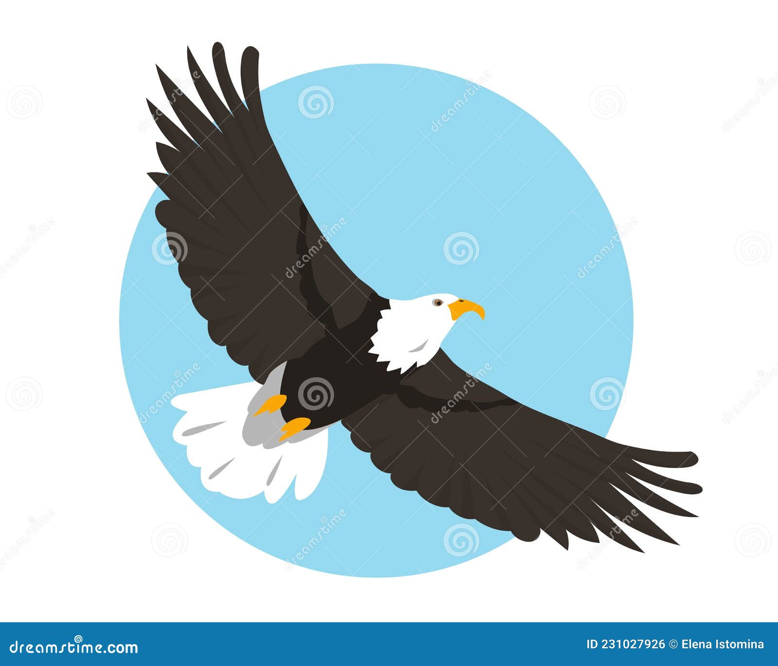 águila Calva Norteamericana Volando En El Cielo. Icono De Pájaro  Ilustración del Vector - Ilustración de vuelo, emigre: 231027926