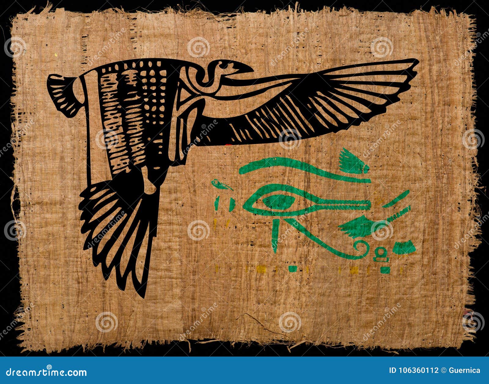 Águila Egipcia Antigua En El Papiro Con El Ojo De Horus Foto de archivo -  Imagen de horus, antiguo: 106360112