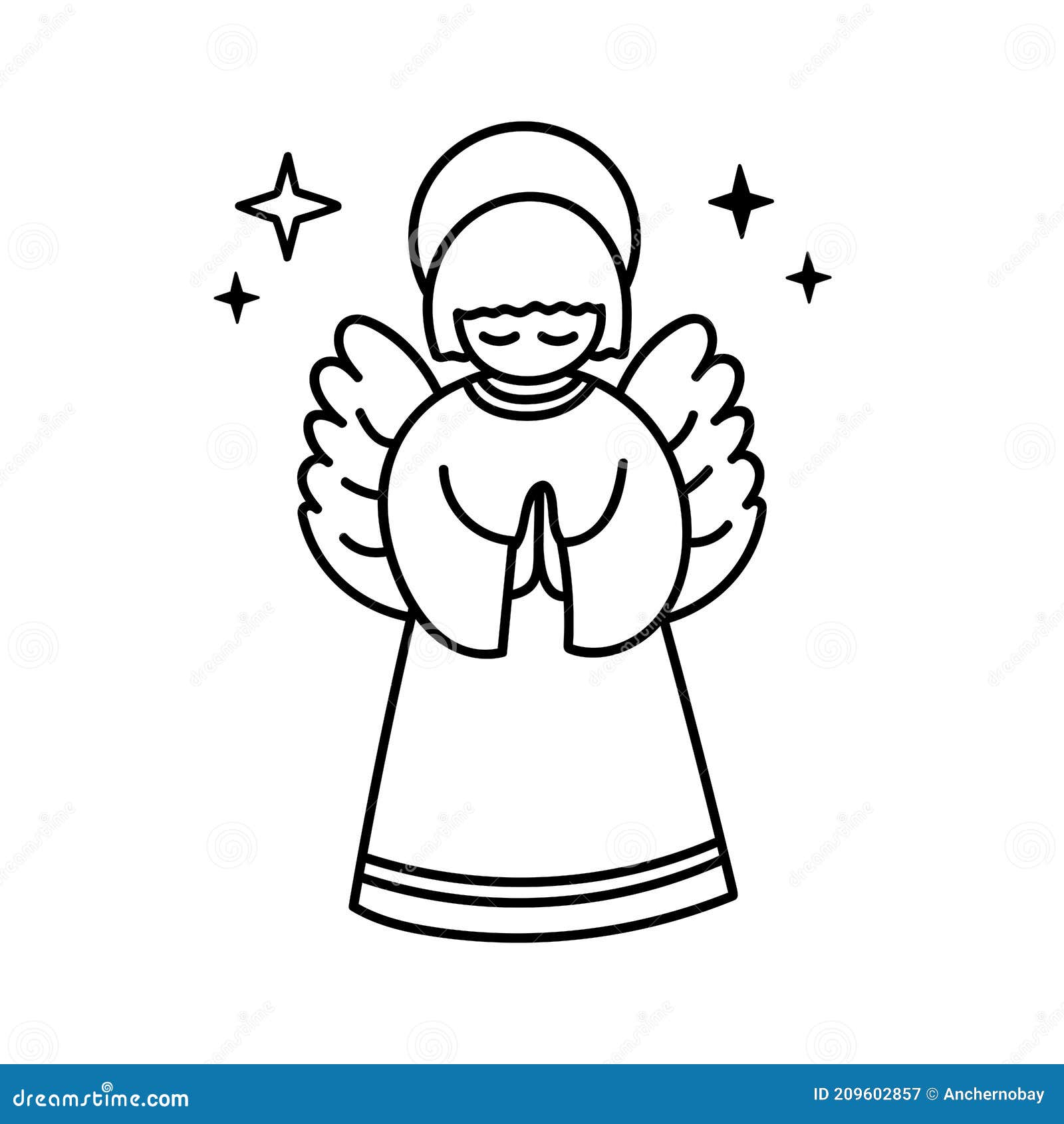 ángel De Oración Vectorial Dibujado a Mano. Símbolo Religioso De Dibujo De  Contorno. Carácter Bíblico. Elemento Navideño De Navida Ilustración del  Vector - Ilustración de cabrito, elemento: 209602857