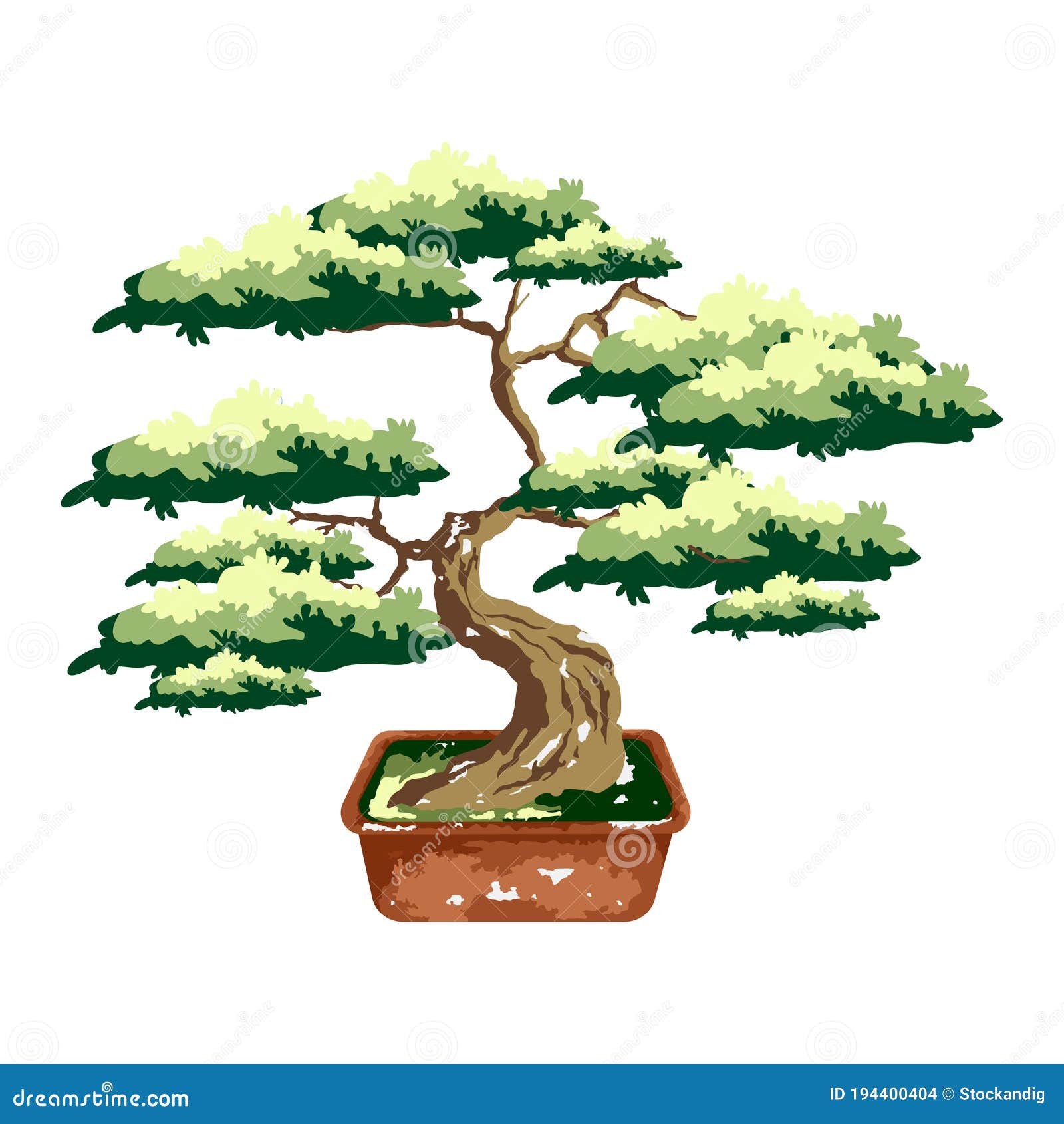 árbol Bonsai En Olla. Ilustración De Dibujos Animados Planos De Vector De  Color Aislados Ilustración del Vector - Ilustración de colorido, crisol:  194400404