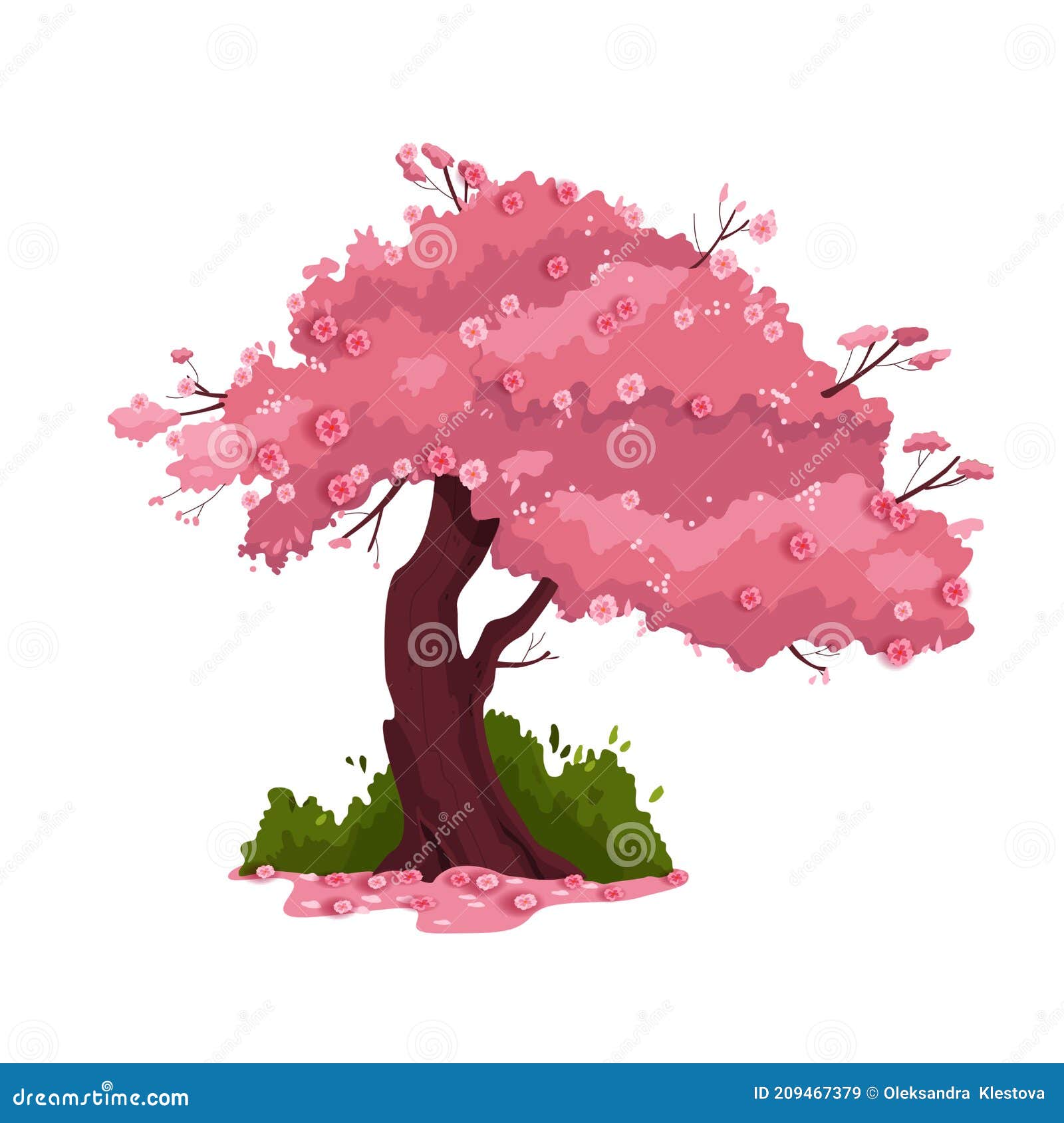 árbol De Cerezo Vectorial De Primavera Flor Ilustración Naturaleza Sakura  Rosa En Tronco De Madera Flor Aislado En Blanco. Ilustración del Vector -  Ilustración de cereza, floral: 209467379