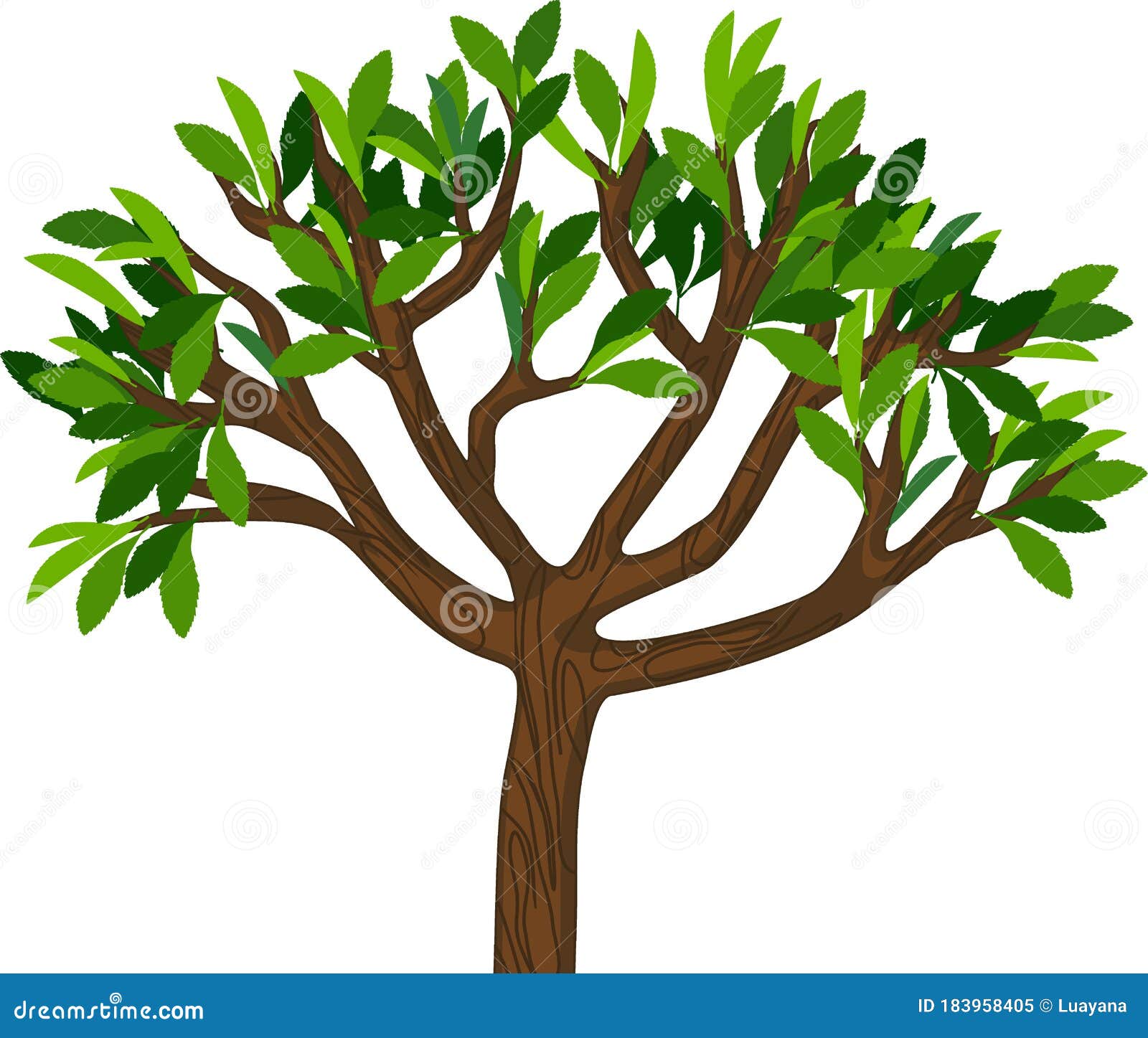 árbol De Dibujos Animados Con Hojas Verdes Ilustración del Vector -  Ilustración de hojas, historieta: 183958405