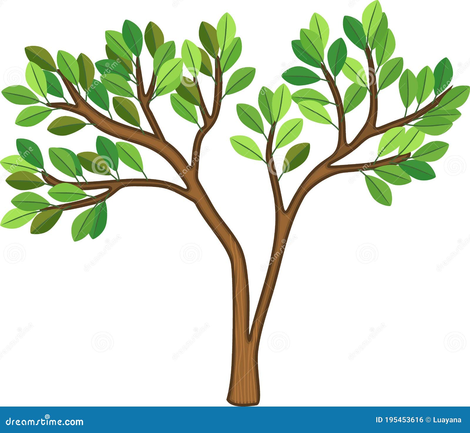 árbol De Dibujos Animados Con Hojas Verdes Ilustración del Vector -  Ilustración de hoja, planta: 195453616