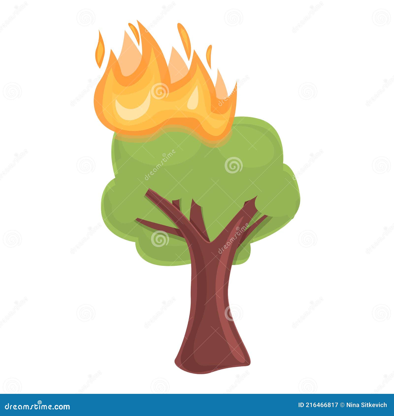 árbol De Fuego Bosque Icono Estilo De Dibujos Animados Ilustración del  Vector - Ilustración de emergencia, bosque: 216466817