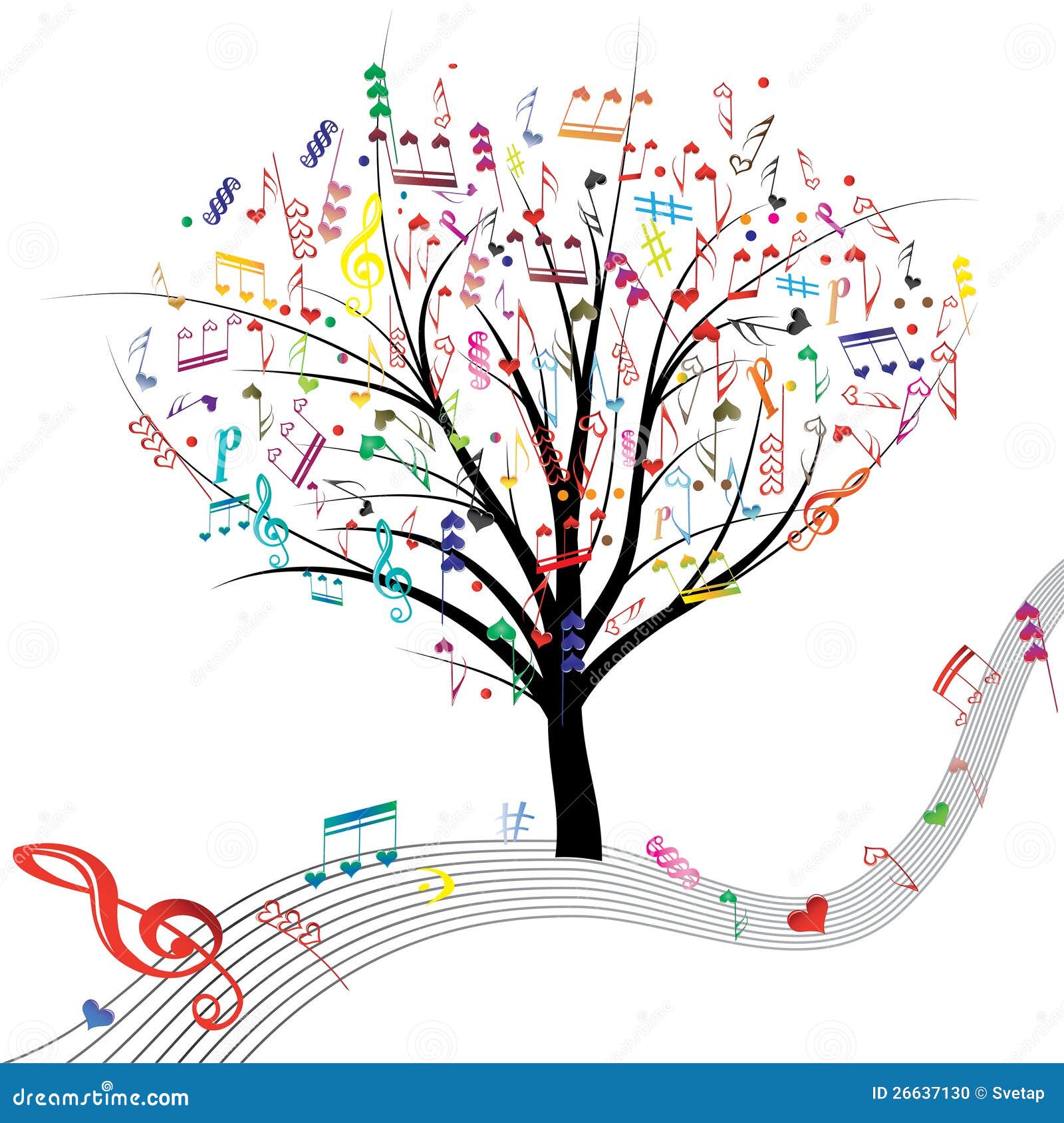 Árbol de la música. ilustración del vector. Ilustración de elemento -  26637130