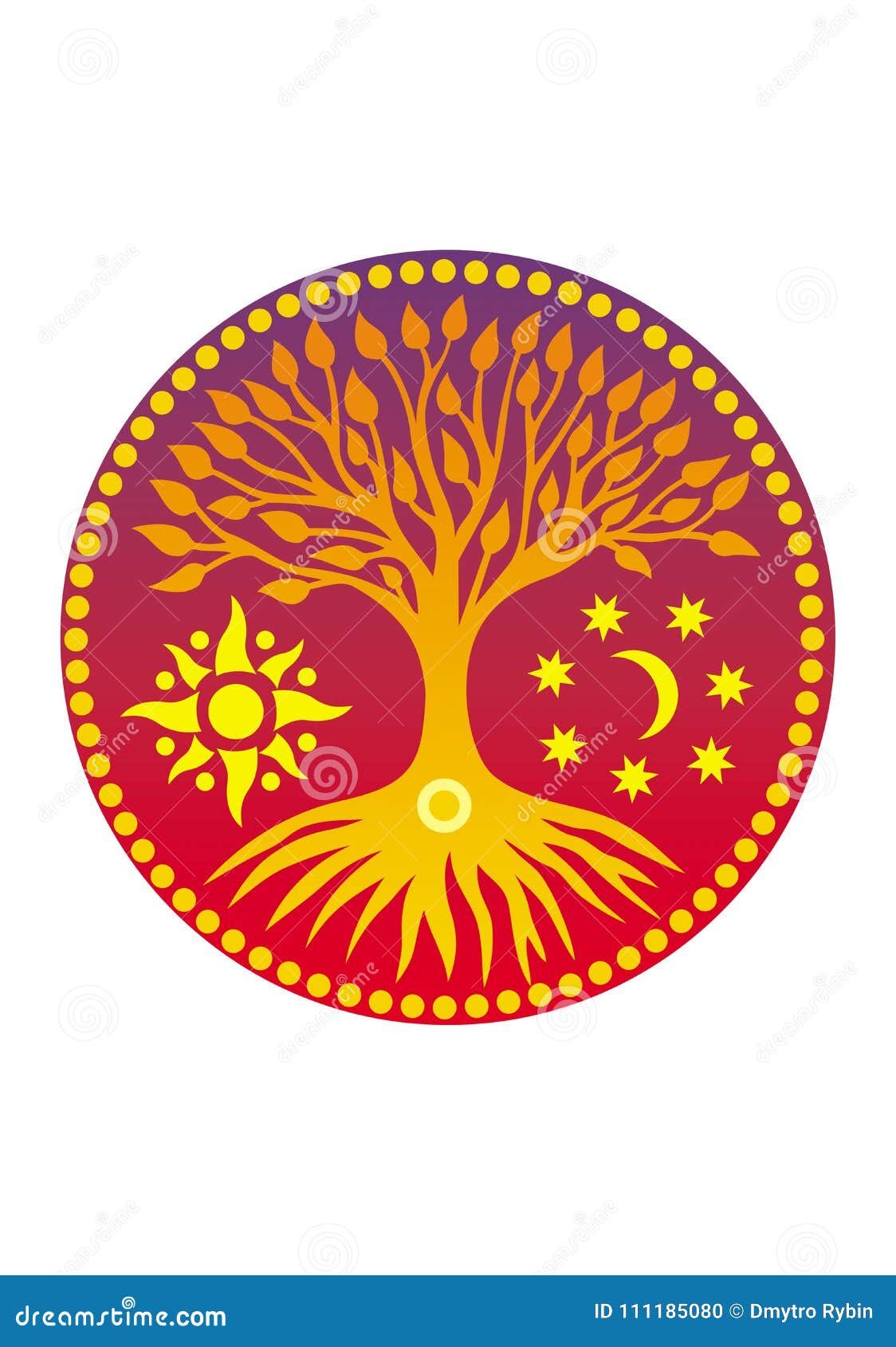 Árbol De La Vida En El Círculo Mandala Símbolo Espiritual Ilustración del  Vector - Ilustración de mundo, estrellas: 111185080