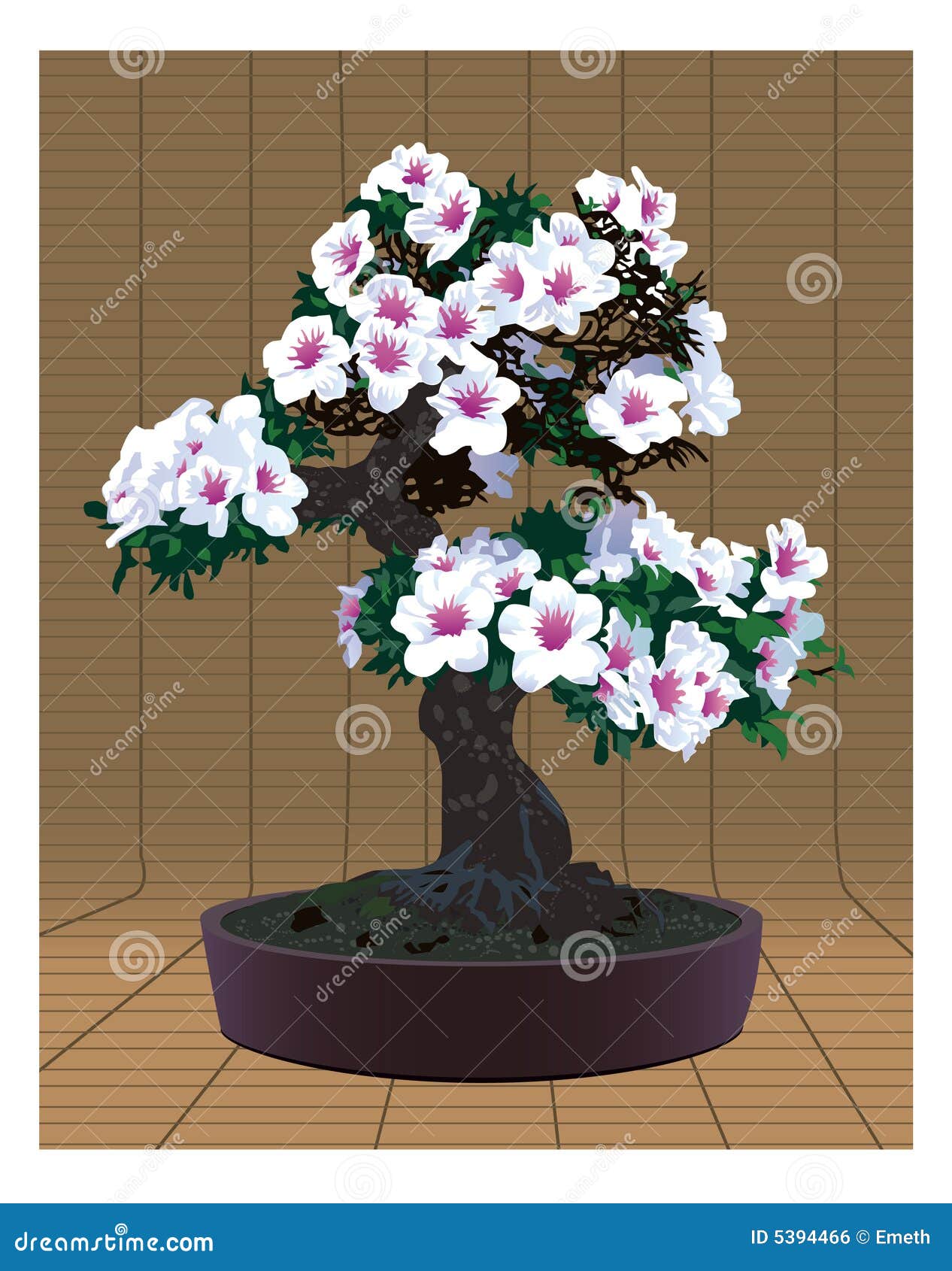 Árbol De Los Bonsais Con Las Flores Ilustración del Vector - Ilustración de  verde, espiritual: 5394466