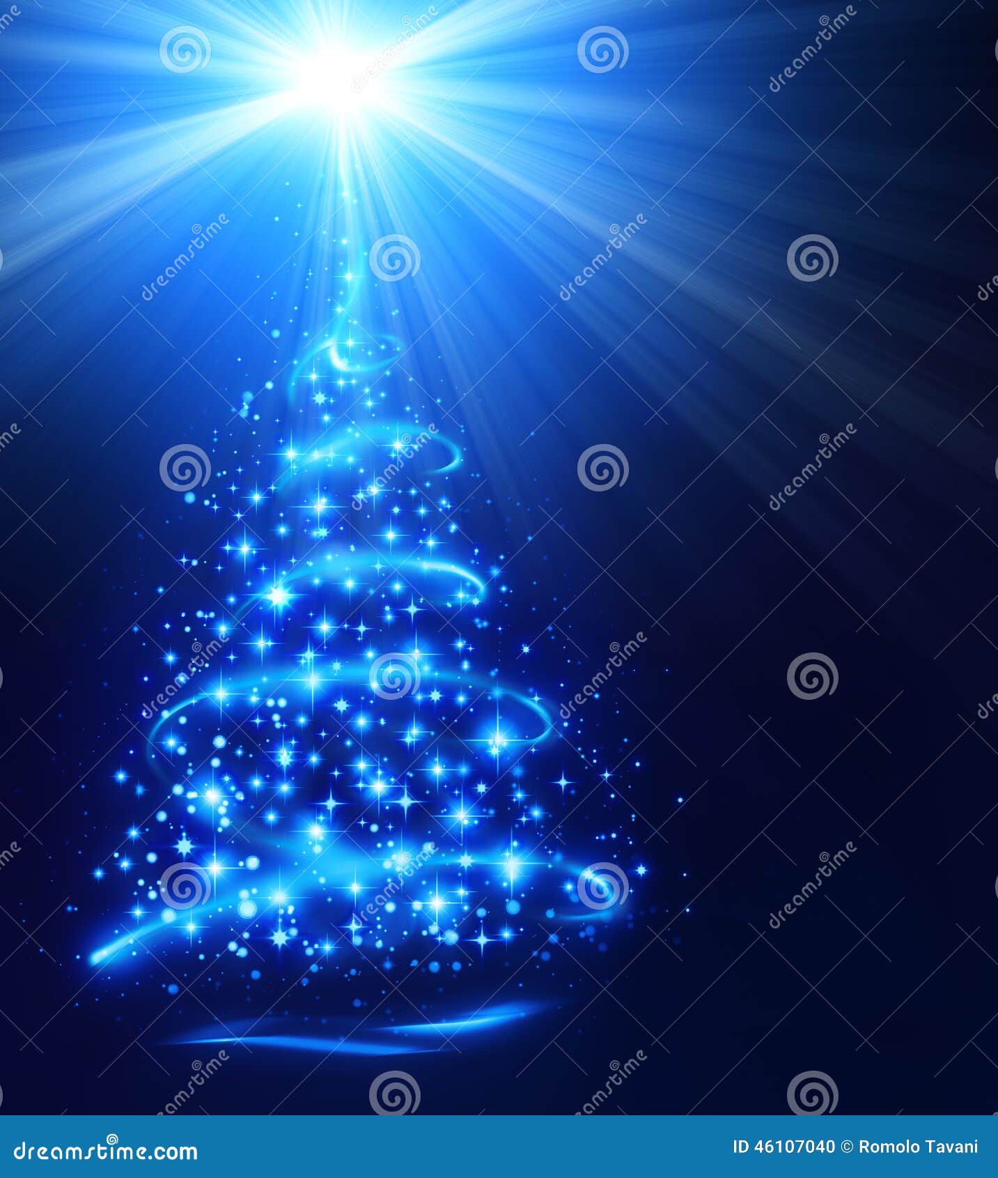 Árbol De Navidad Con La Estrella Brillante Stock de ilustración -  Ilustración de noche, saludo: 46107040
