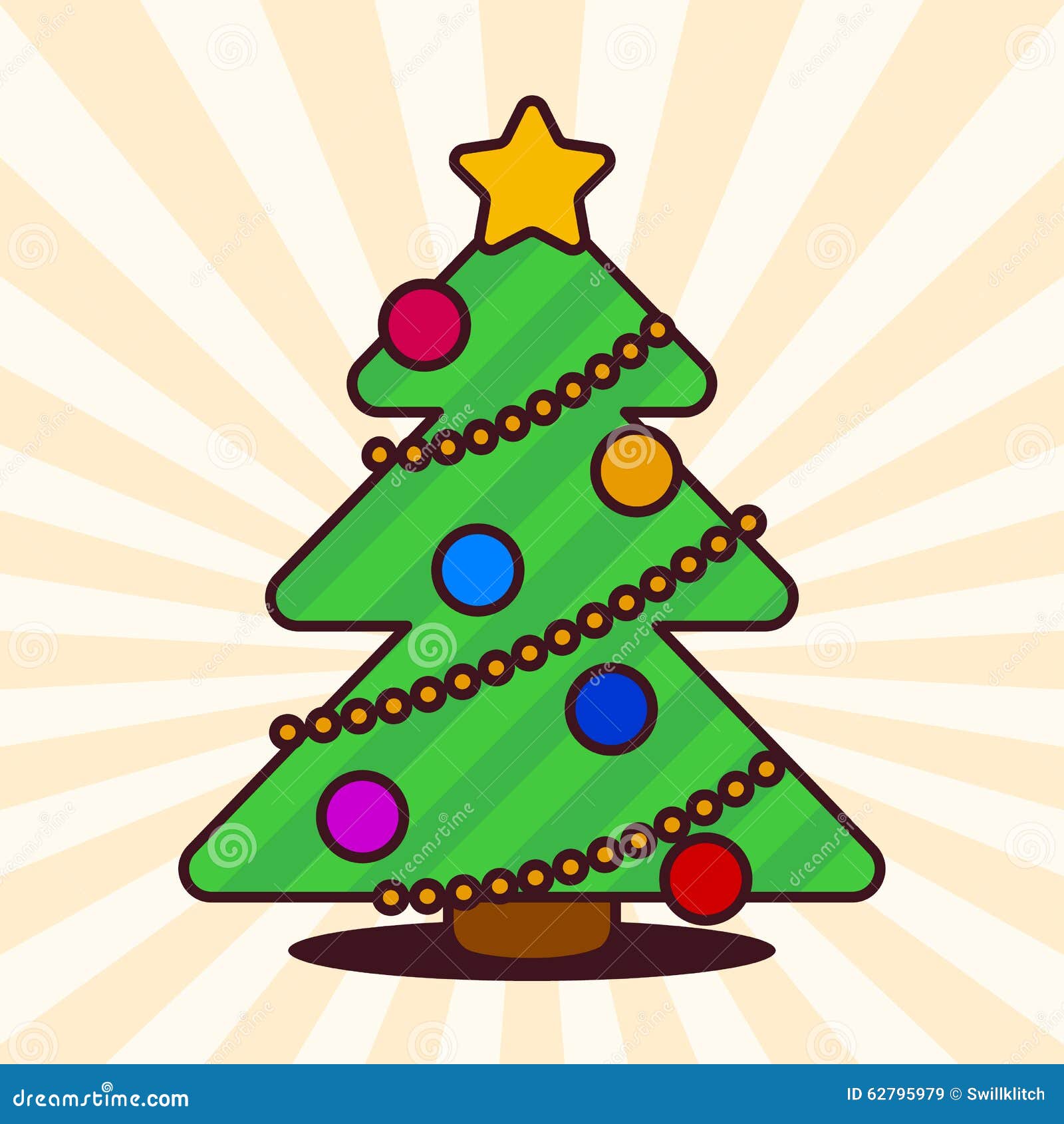 Árbol de navidad de Kawaii ilustración del vector. Ilustración de tarjeta -  62795979