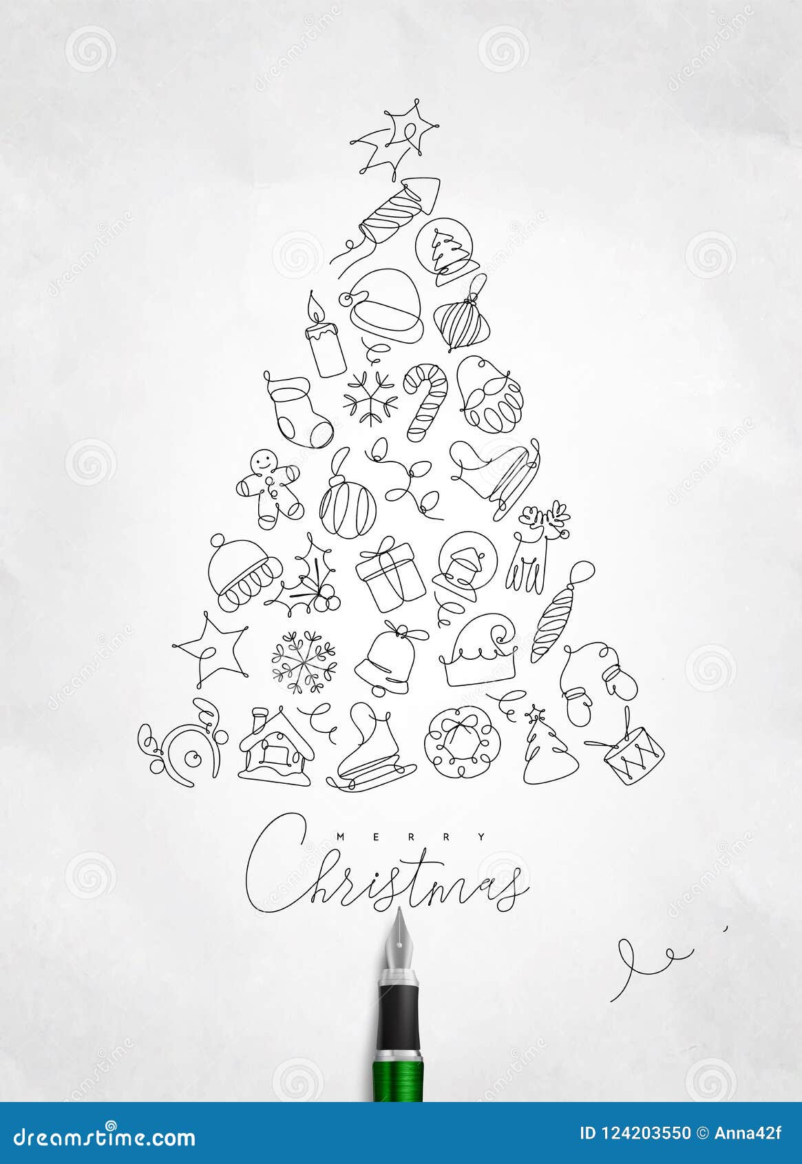 Árbol De Navidad Del Dibujo Lineal De La Pluma Ilustración del Vector - Ilustración de celebre, festivo: 124203550 Árbol De Navidad Del Dibujo Lineal De La Pluma Ilustración del Vector - Ilustración de celebre, festivo: 124203550