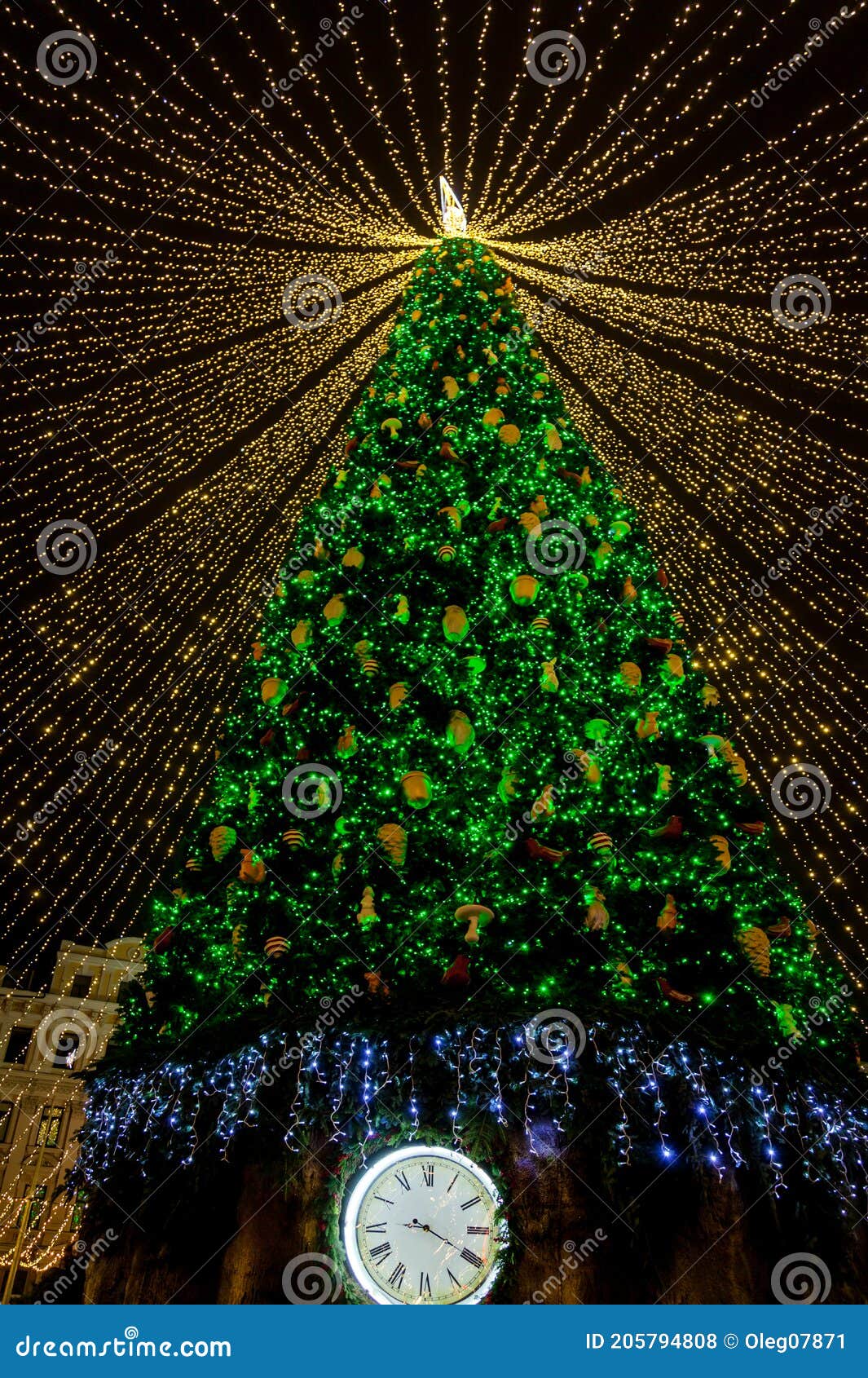 árbol de navidad en kiev foto de archivo. Imagen de hermoso - 205794808