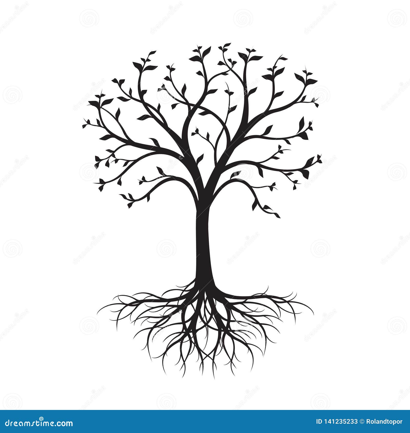 árbol Con Las Raíces En Fondo Blanco Y Negro Ilustraciones Stock, Vectores,  Y Clipart – (44 Ilustraciones Stock)