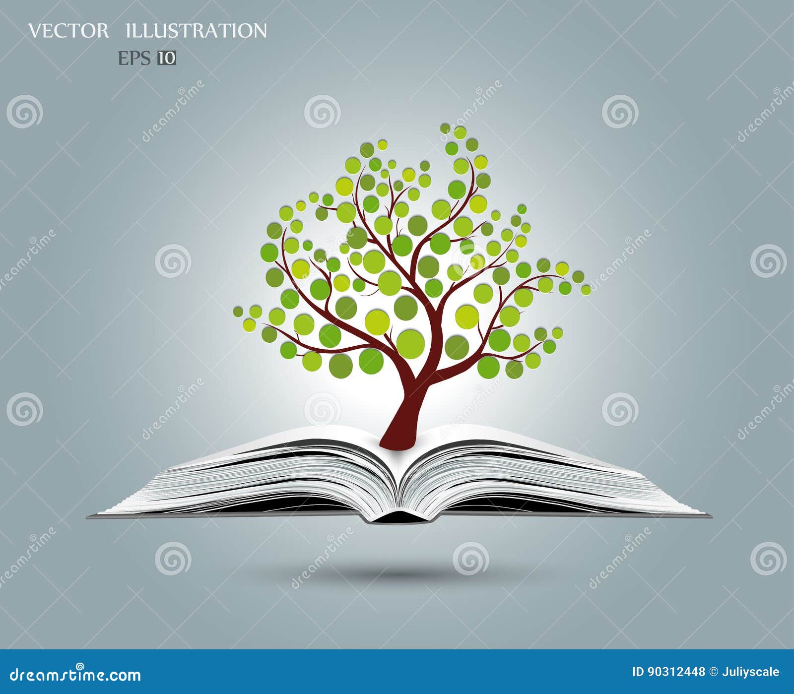 Árbol en el libro abierto ilustración del vector. Ilustración de tierra -  90312448