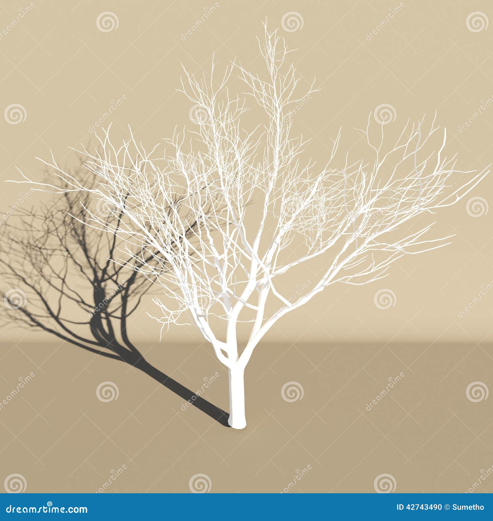 Árbol seco blanco stock de ilustración. Ilustración de tronco - 42743490
