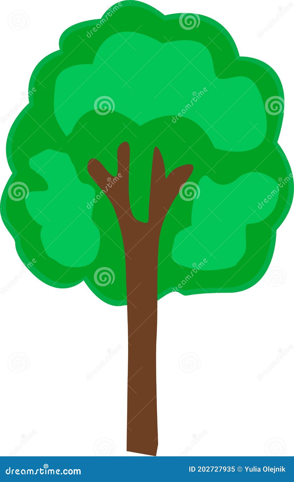 árbol Verde Con Un Gran Tronco Para Niños Dibujo Vectorial De Creatividad  Ilustración del Vector - Ilustración de travieso, cubo: 202727935