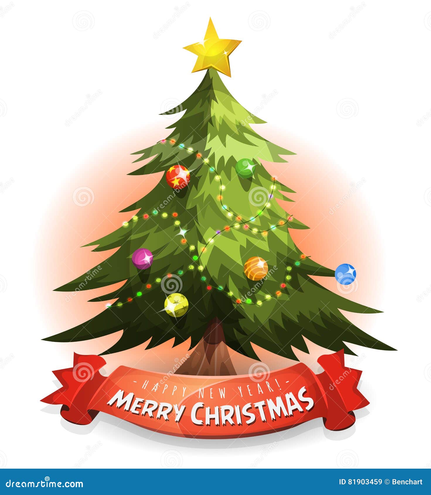 Árvore De Natal Com Bandeira Dos Desejos Ilustração do Vetor - Ilustração  de pinho, mensagem: 81903459
