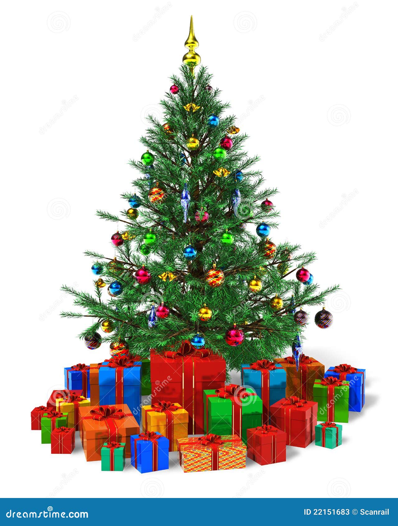 Árvore De Natal Decorada Com O Montão De Caixas De Presente Imagem de Stock  - Imagem de comemore, natal: 22151683