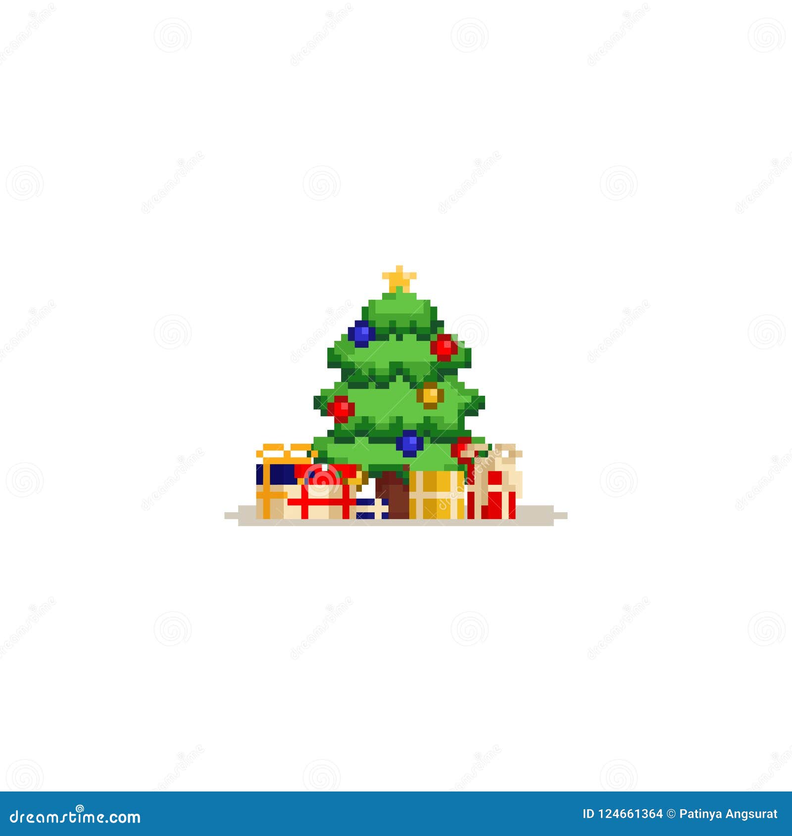 ícone De Ilustração Da árvore De Natal Simples De 8 Bits Pixel Art