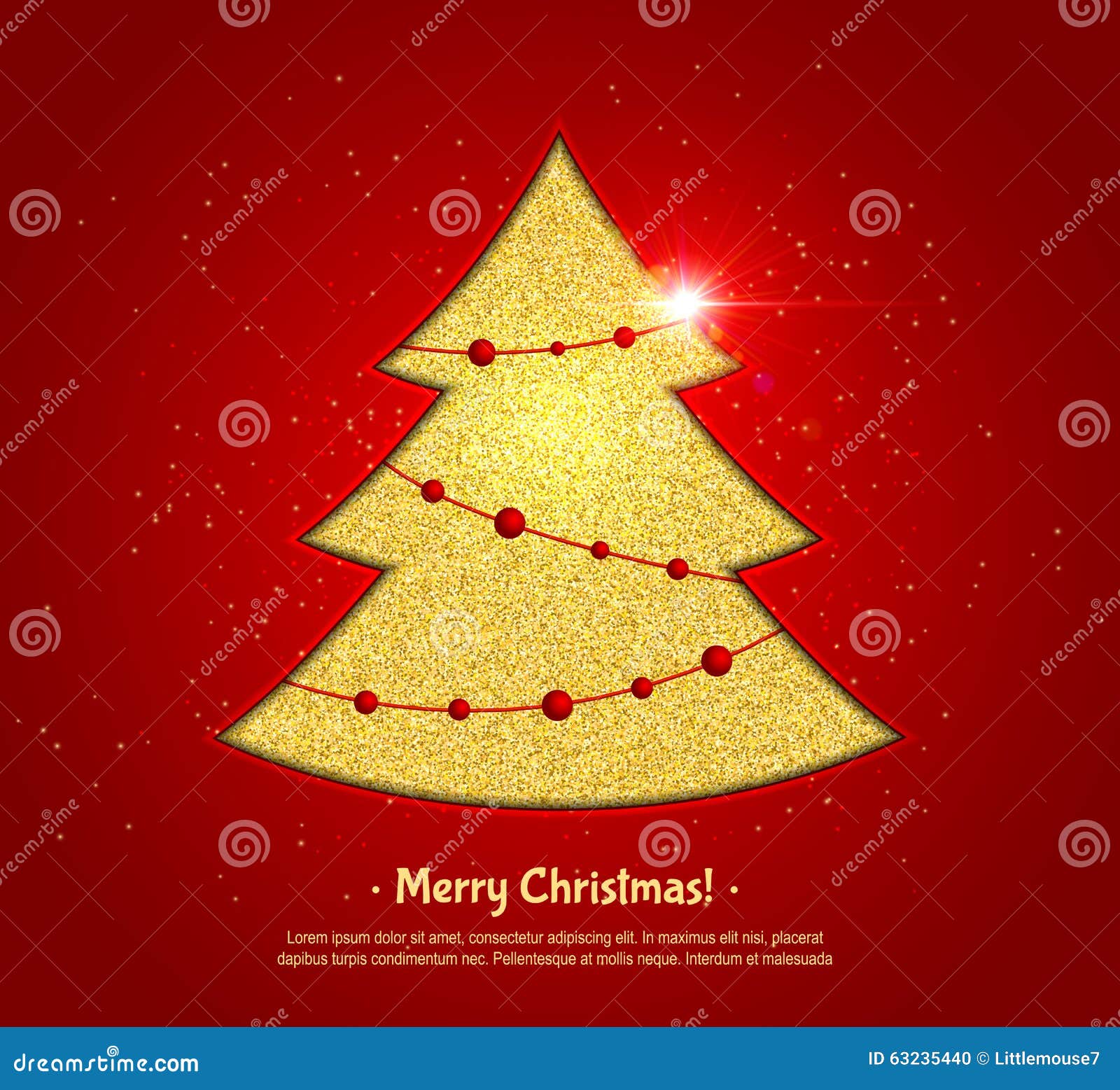 Árvore De Natal Dourada No Fundo Vermelho, Cartão Do Projeto Ilustração do  Vetor - Ilustração de vermelho, pintura: 63235440