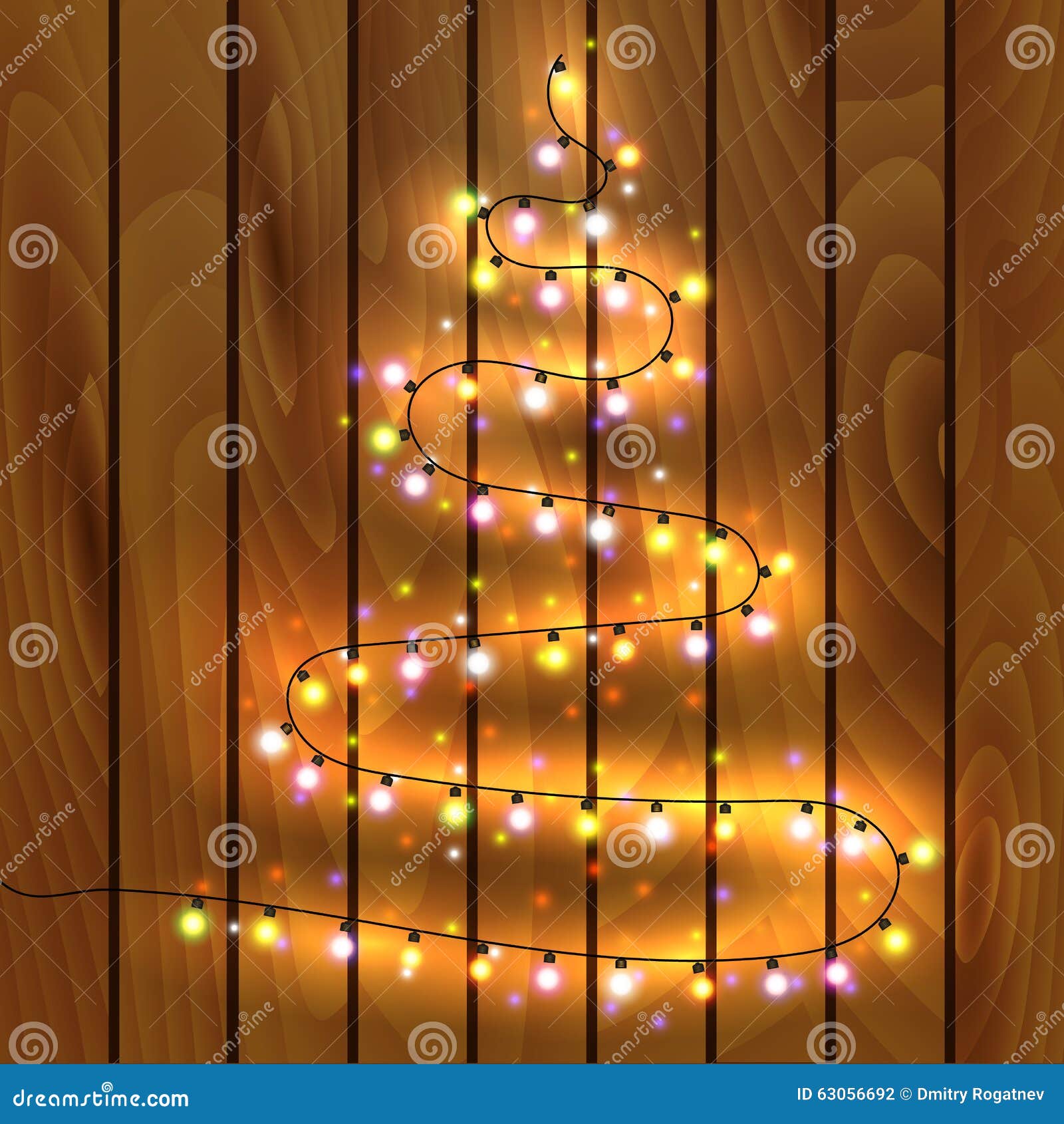 Árvore De Natal Feita De Luzes De Natal, Ilustração do Vetor - Ilustração de  rural, beira: 63056692