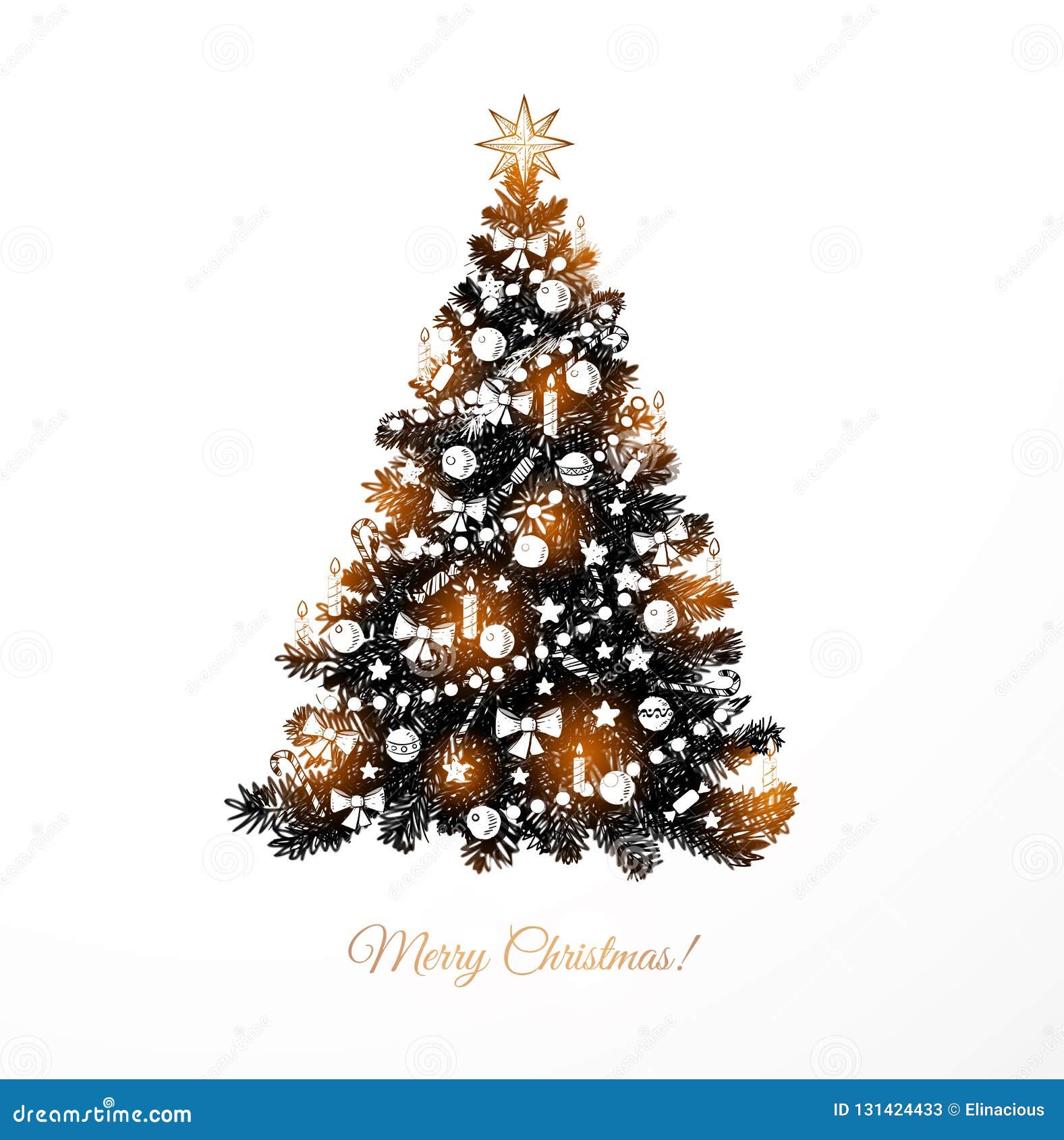 Árvore De Natal No Fundo Branco Cartão De Natal Ilustração do Vetor -  Ilustração de dezembro, rabisco: 131424433