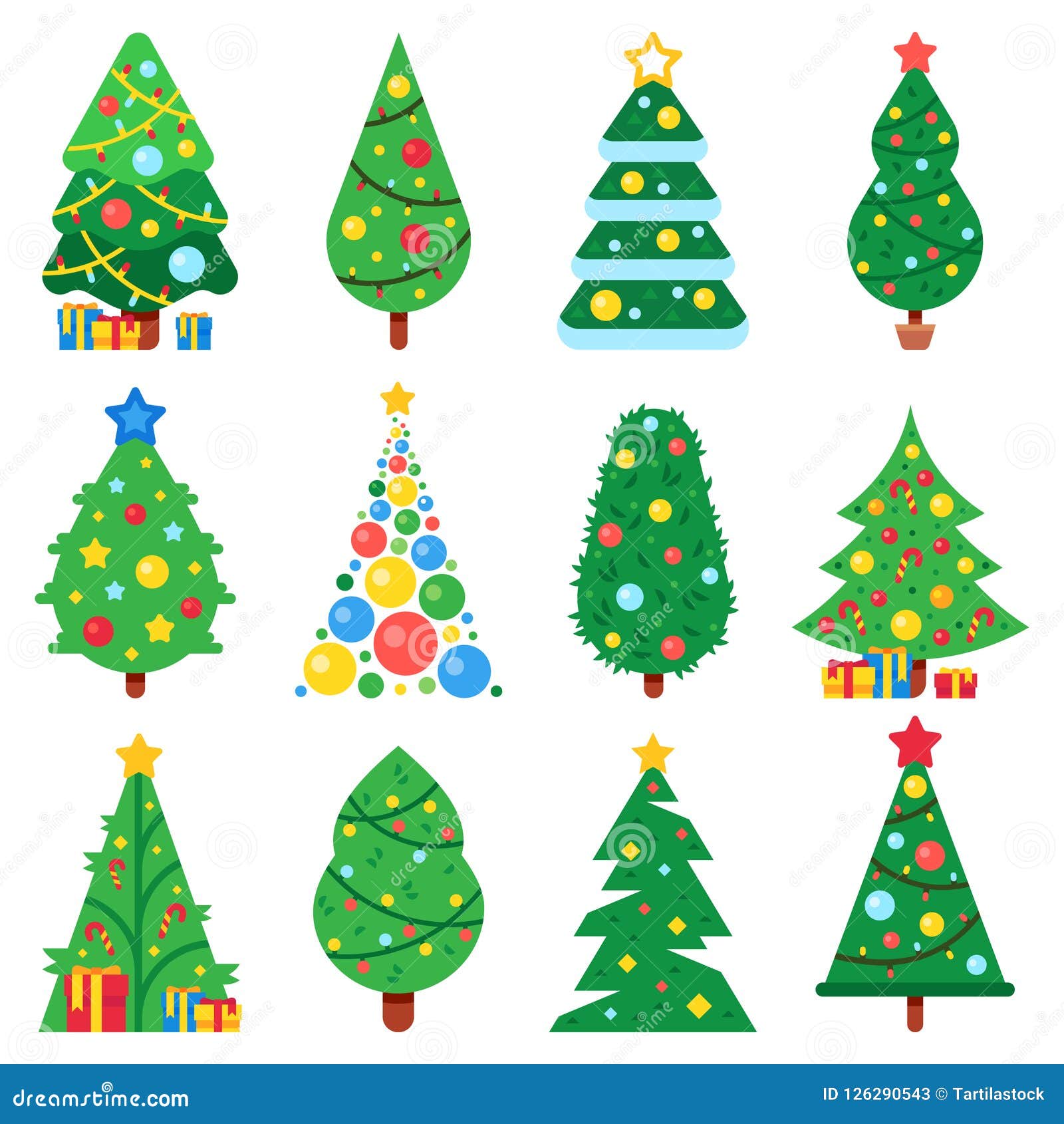 Árvore De Natal De Papel Lisa As árvores Dos Feriados De Inverno Decoraram  a Estrela, As Festões Do Xmas E Os Brinquedos Do Ano N Ilustração do Vetor  - Ilustração de ornamento,