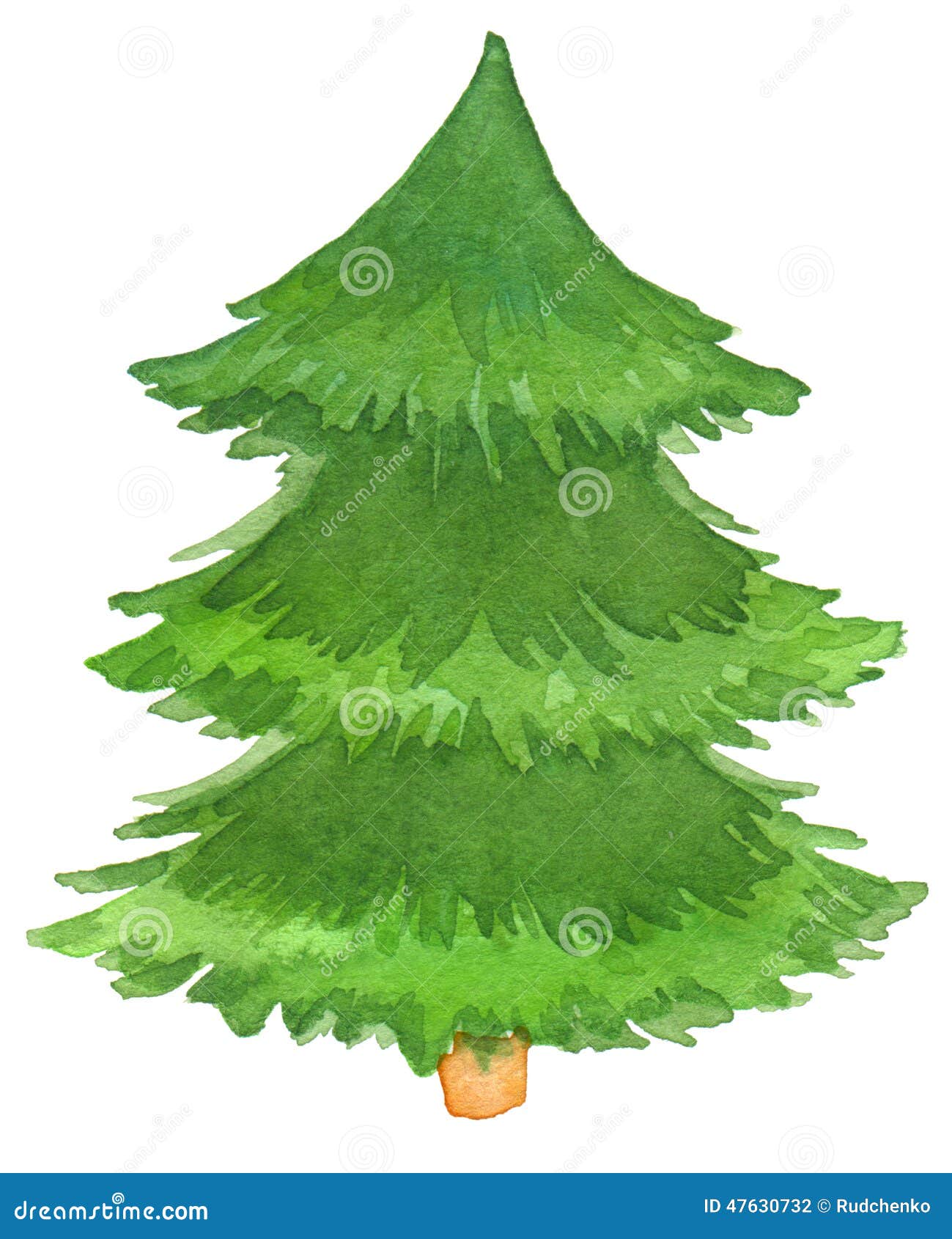 Árvore De Natal Pintado à Mão Da Aquarela Foto de Stock - Imagem de gueira,  fundo: 47630732