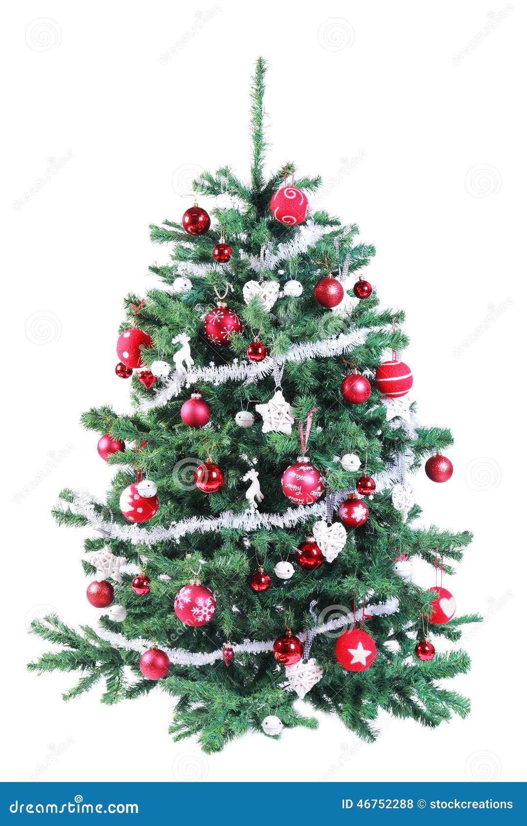 Árvore De Natal Vermelha E De Prata Decorada Colorida Foto de Stock -  Imagem de decorativo, verde: 46752288