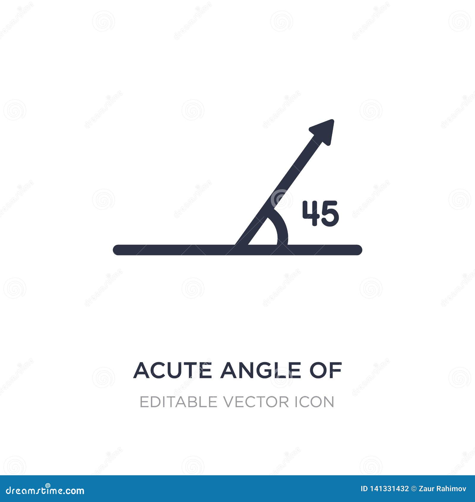 ícone de conceito de vetor de ângulo de 45 graus em estilo de