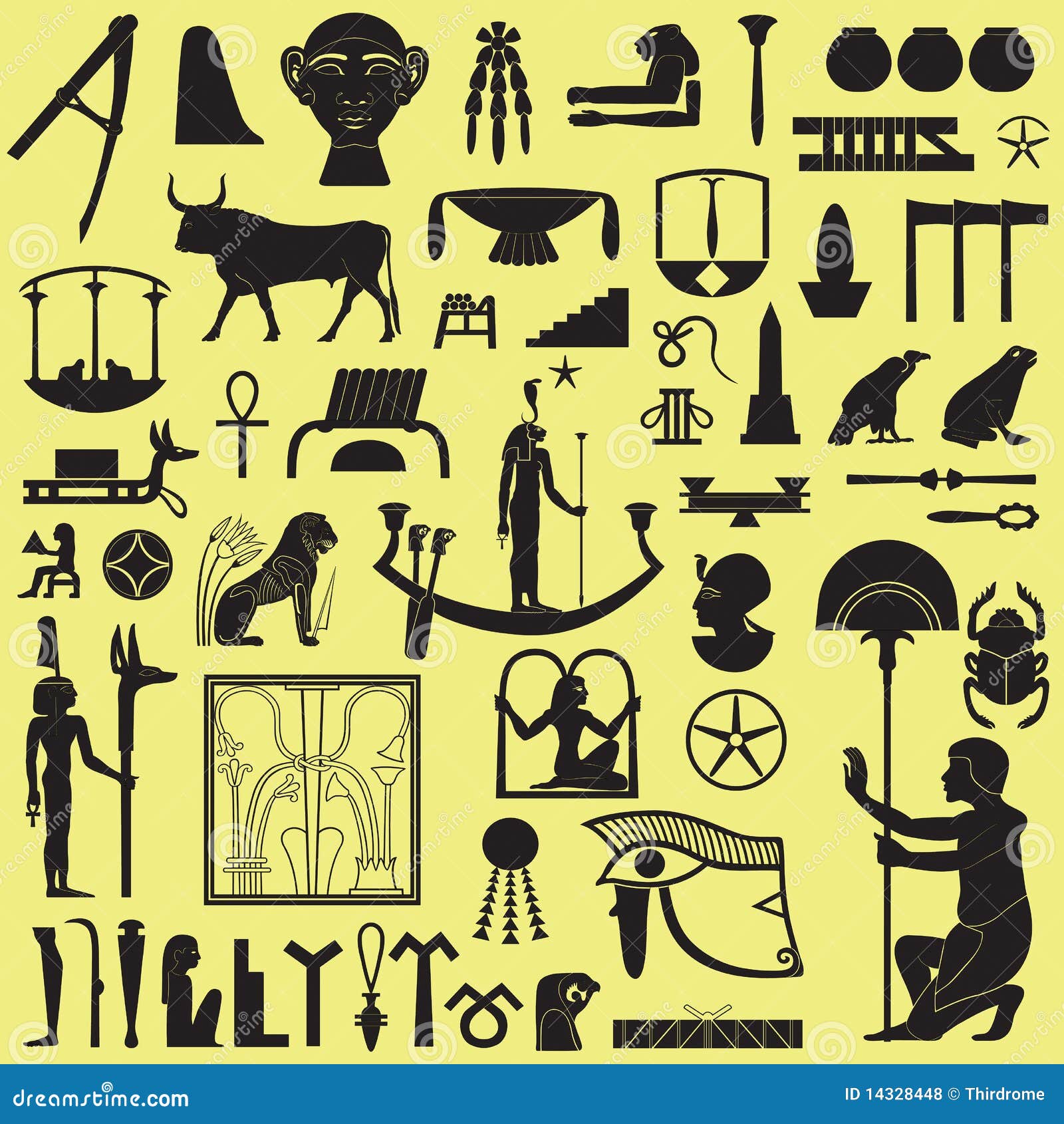 Agyptische Symbole Und Zeichen 3 Vektor Abbildung Illustration Von Symbole Agyptische