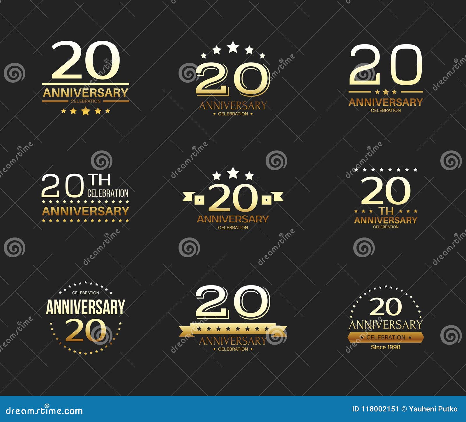 20ème Ensemble De Logo De Célébration D'anniversaire Bannière De