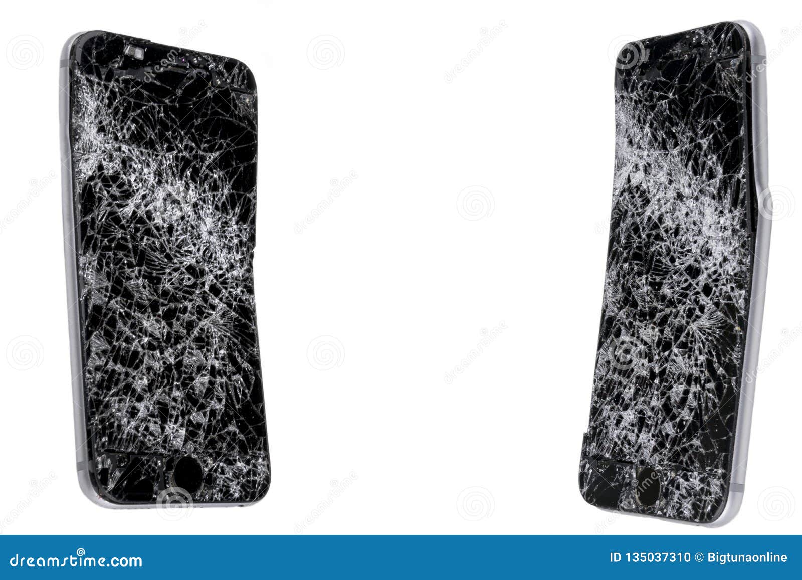 Ecran Casse Et Dommages Du Smartphone Deux Mobile Moderne Telephone Portable Brise Et Eraflure Dispositif Detruit Instrument De F Photo Stock Image Du Crash Fissure