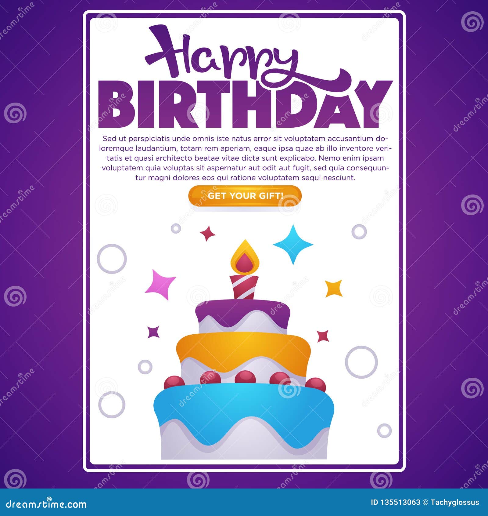 Ecran De Salutation De Joyeux Anniversaire Pour Votre Appli Mobile Fond De Vecteur Avec L Image Du Gateau D Anniversaire Bougie Illustration De Vecteur Illustration Du Conception Felicitation