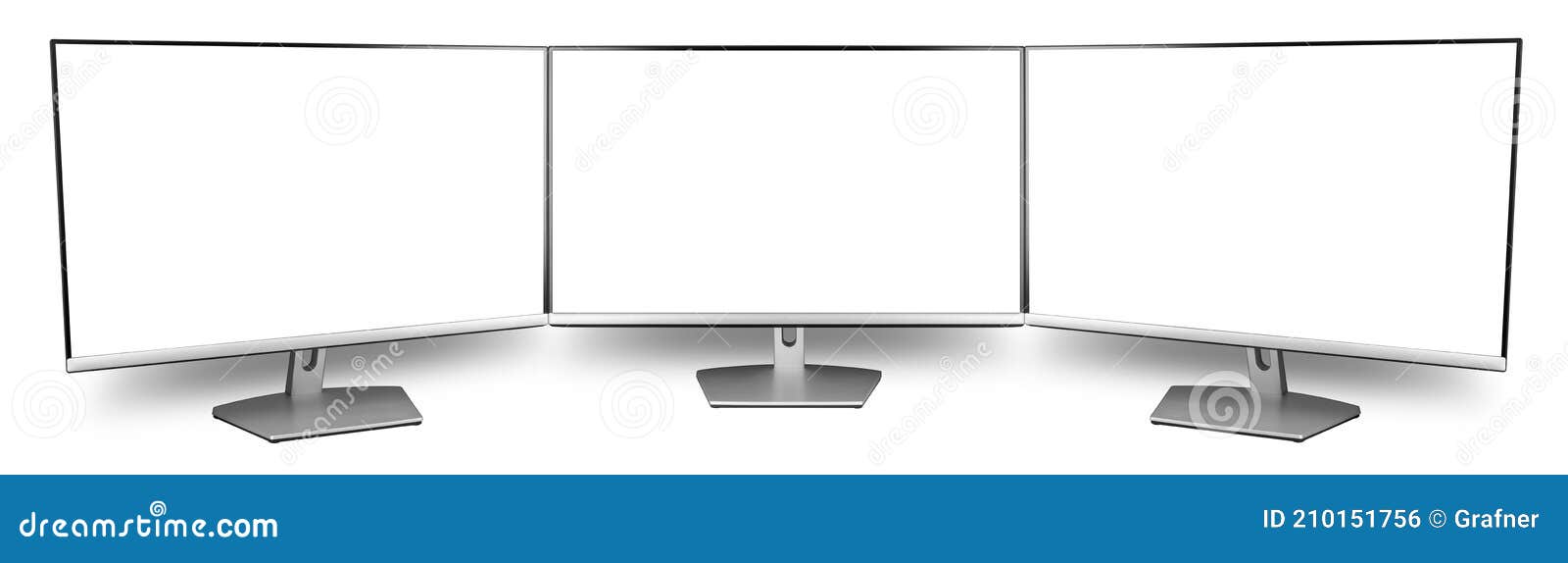 écran Triple écran Pc Ordinateur Moniteur écran Plat Vue De Face Isolée Sur  Fond Panoramique Blanc. Technologie Multimédia Photo stock - Image du  moniteur, fond: 210151756