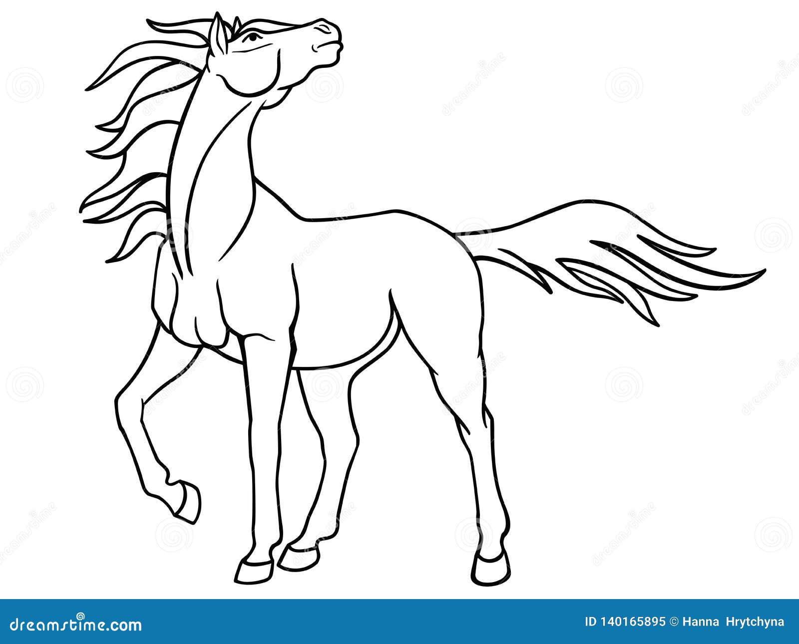 único desenho de linha contínua orgulhoso cavalo branco anda graciosamente  com seu casco dianteiro para a