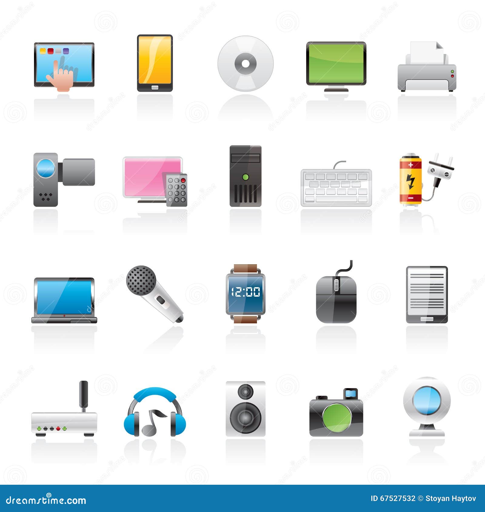 Électronique Domestique Et Icônes Personnelles De Dispositifs De Multimédia  Illustration de Vecteur - Illustration du électronique, maison: 67527532