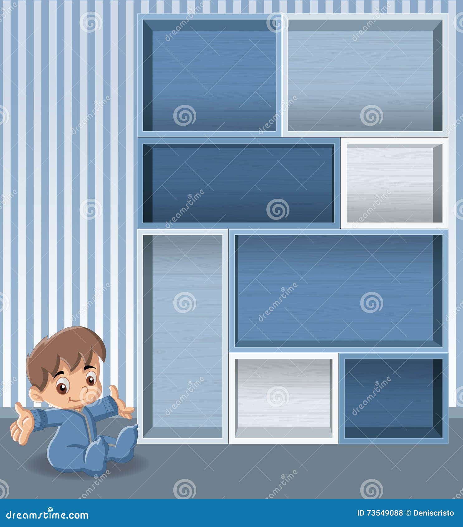 Etagere En Bois Bleue Avec Le Bebe Garcon Illustration De Vecteur Illustration Du Gens Cadre Etagere En Bois Bleue Avec Le Bebe Garcon Illustration De Vecteur Illustration Du Gens Cadre